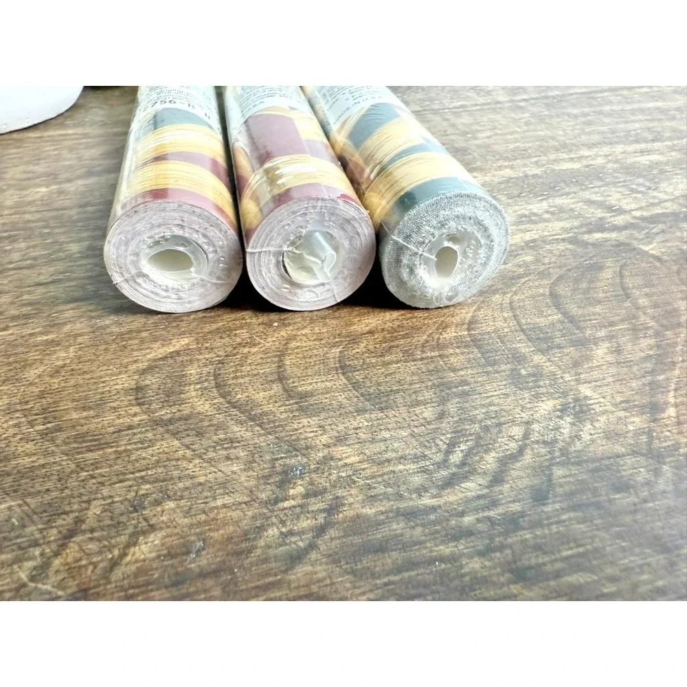 Vintage York Wallpaper Border Southwestern Brushstroke Burgundy Green NOS - 3